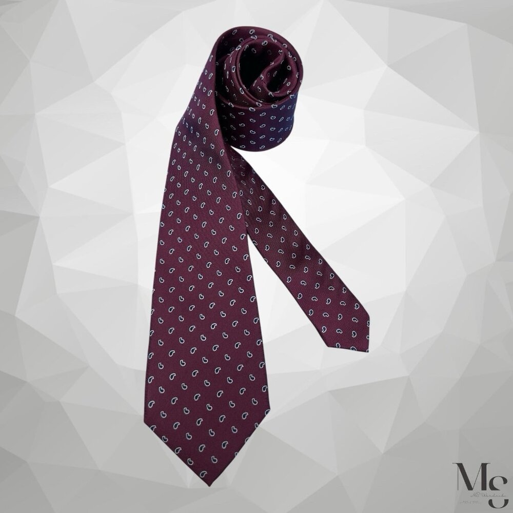 SUITSUPPLY Burgundy Paisley Men's Silk Tie 60” x 3.25" EX CD